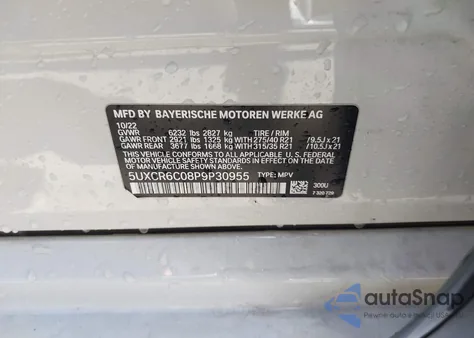 2023 BMW X5 xDrive40I z USA, uszkodzony, nr VIN 5UXCR6C08P9P30955